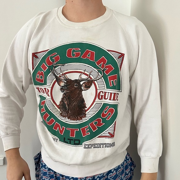 Very rare 80s Big Game Hunters Back Country Tour Guide crewneck sweatshirt - Picture 4 of 8